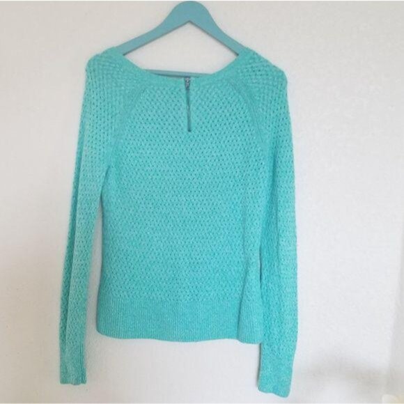 American Eagle Outfitters Turquoise Open Knit Sweater Women coverup see though S - Picture 7 of 8